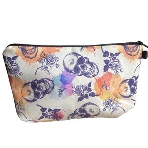 Skull & Roses Makeup Bag Travel Bag Cosmetic Bag  Accessory Organizer Bag New
